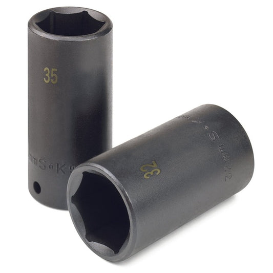 SK Tools - 9/16 in.- 1/2 in.- Drive 6 Point Deep Fractional Impact Socket