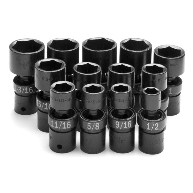 SK Tools - 13 Piece 1/2 in.- Drive Fractional Swivel Impact Socket Set