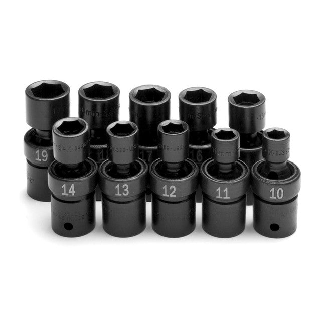 SK Tools - 10 Piece 1/2 in.- Drive Metric Swivel Impact Socket Set