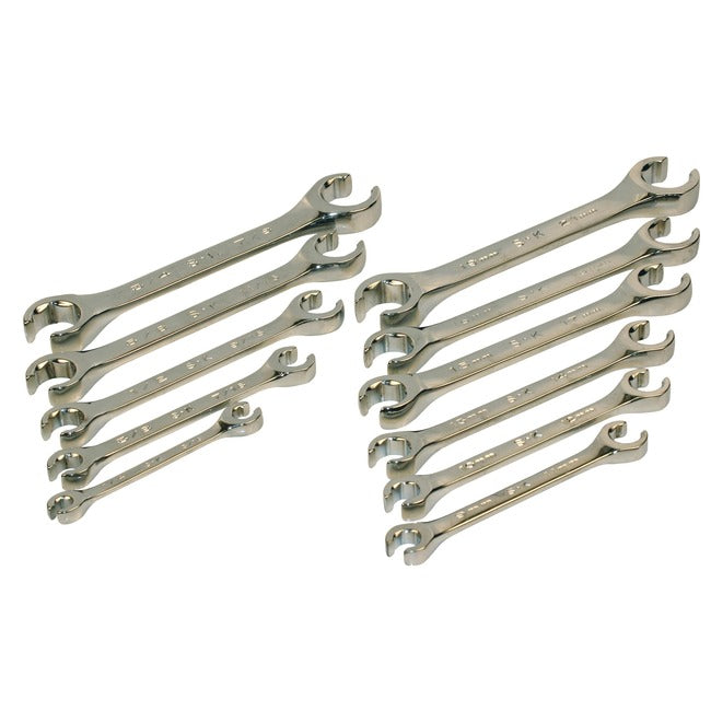 SK Tools - 11 Piece Fractional/Metric Flare Nut Chrome Wrench Set