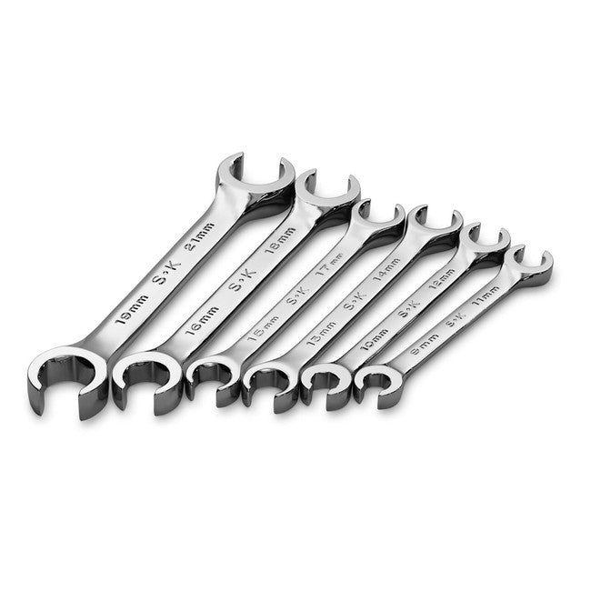 SK Tools - 6 Piece 6 Point Metric Flare Nut Chrome Wrench Set