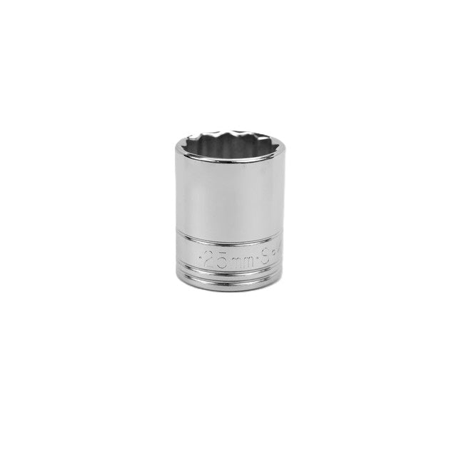SK Tools - 25 mm 1/2 in.- Drive 12 Point Metric Standard Chrome Socket