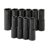 SK Tools - 10 Piece 1/2 in.- Drive 6 Point Deep Metric Impact Socket Set