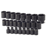SK Tools - 25 Piece 1/2 in.- Drive 6 Point Standard Metric Impact Socket Set