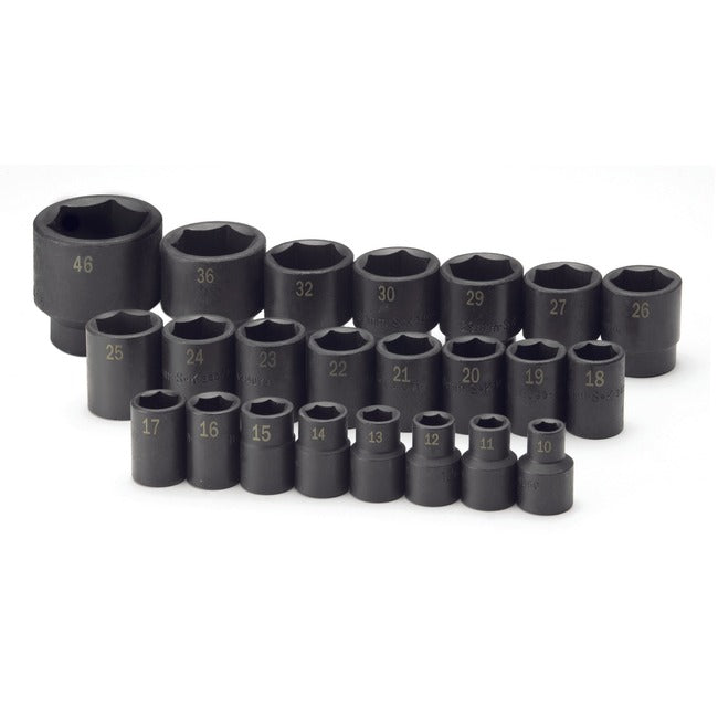 SK Tools - 23 Piece 1/2 in.- Drive 6 Point Standard Metric Impact Socket Set