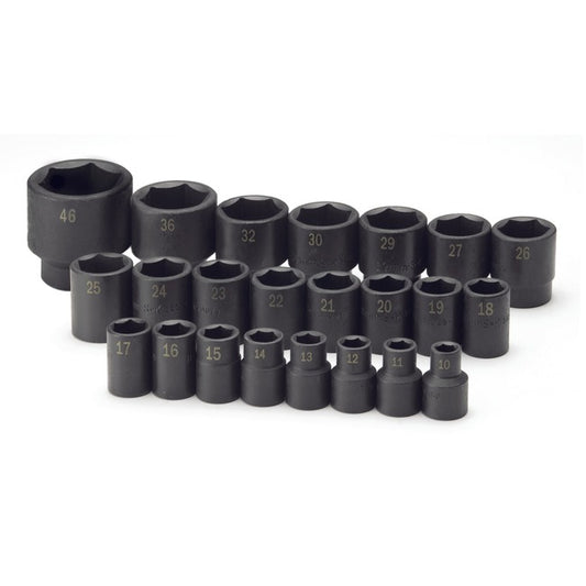 SK Tools - 23 Piece 1/2 in.- Drive 6 Point Standard Metric Impact Socket Set