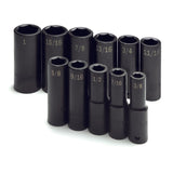 SK Tools - 11 Piece 1/2 in.- Drive 6 Point Fractional Deep Impact Socket Set