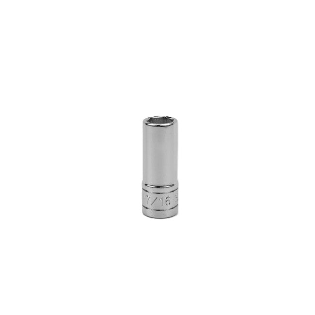 SK Tools - 7/16 in.- 3/8 in.- Drive 6 Point Fractional Deep Chrome Socket
