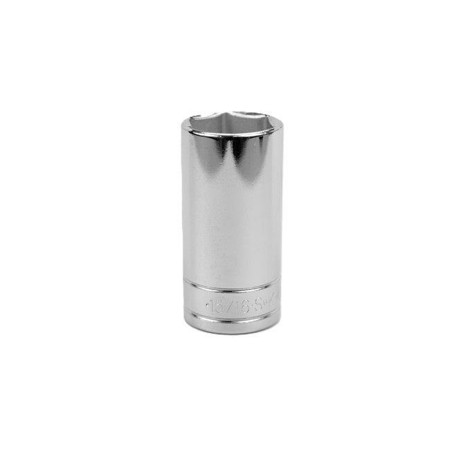 SK Tools - 15/16 in.- 3/8 in.- Drive 6 Point Fractional Deep Chrome Socket