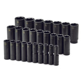 SK Tools - 26 Piece 1/2 in.- Drive 6 Point Metric Deep Impact Socket Set