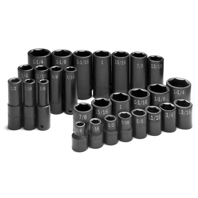 SK Tools - 28 Piece 1/2 in.- Drive 6Pt SAE Std and Deep Impact Socket Set
