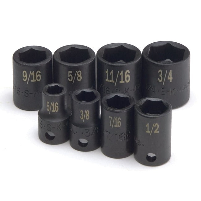 SK Tools - 8 Piece 3/8 in.- Drive 6 Point Fractional Standard Impact Socket Set