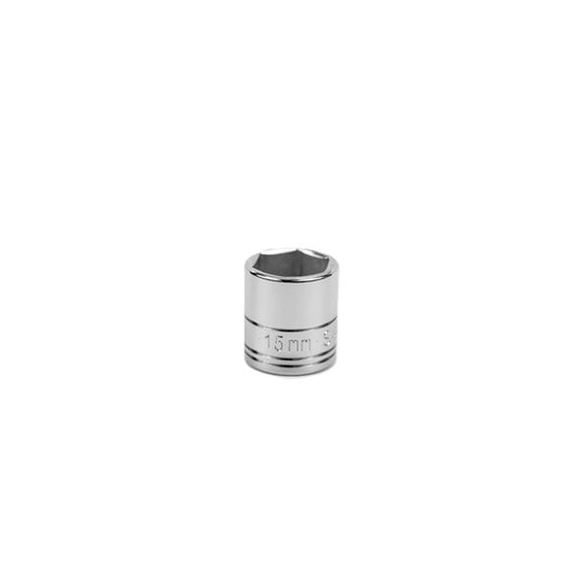 SK Tools - 15 mm 1/4 in.- Drive 6 Point Metric Standard Chrome Socket