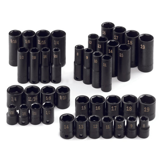SK Tools - 40 Piece 3/8 in.- Drive 6 Pt SAE/Metric Standard Impact Socket Set