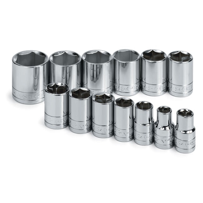 SK Tools - 13 Piece 1/2 in.- Drive 6 Pt Standard Fractional Socket Set