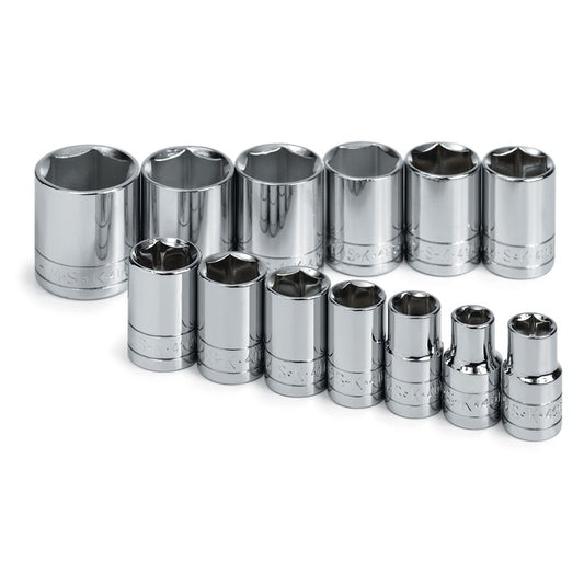 SK Tools - 13 Piece 1/2 in.- Drive 6 Pt Standard Fractional Socket Set