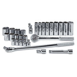 SK Tools - 28 Piece 1/2 in.- Drive 6 Point Std and Deep SAE Socket Set
