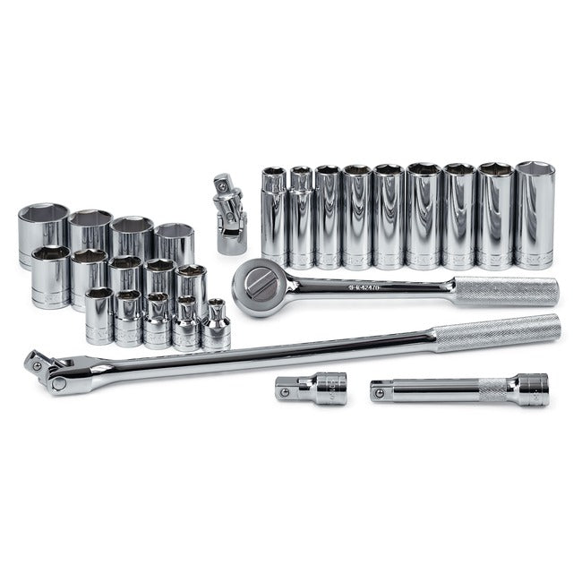 SK Tools - 28 Piece 1/2 in.- Drive 6 Point Std and Deep SAE Socket Set
