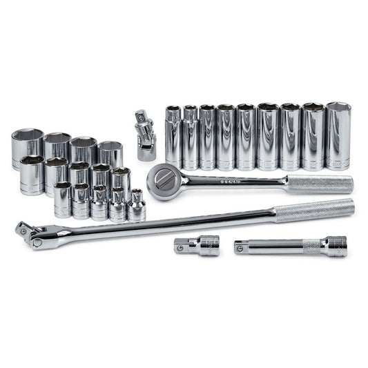 SK Tools - 28 Piece 1/2 in.- Drive 6 Point Std and Deep SAE Socket Set