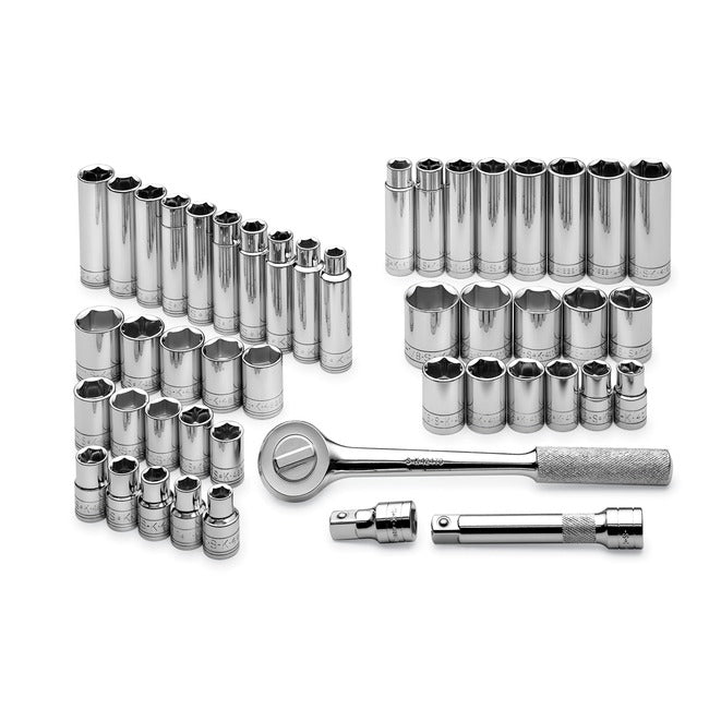 SK Tools - 47 Piece 1/2 in.- Drive 6 Pt Std and Deep SAE and Metric Socket Set