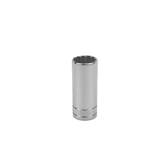 SK Tools - 13/16 in.- 3/8 in.- Drive 12 Point Fractional Deep Chrome Socket