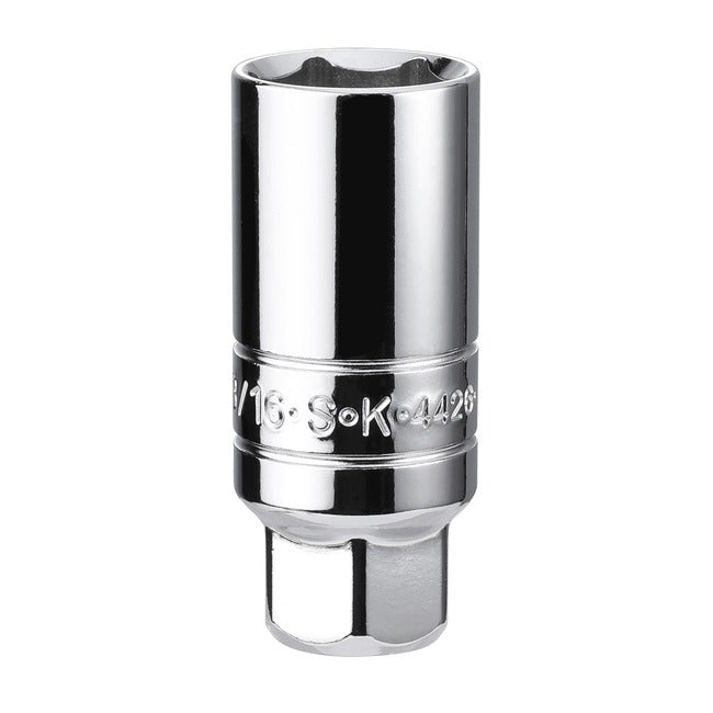 SK Tools - 13/16 in.- 3/8 in.- Drive Fractional Spark Plug Chrome Socket