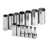 SK Tools - 13 Piece 3/8 in.- Drive 12 Point Deep Fractional Chrome Socket Set