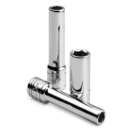 SK Tools - 9/32 in.- 1/4 in.- Drive 12 Point Fractional Deep Chrome Socket