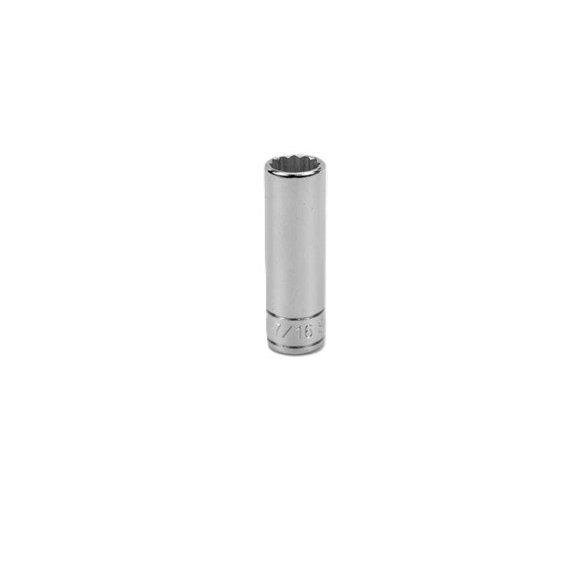 SK Tools - 7/16 in.- 1/4 in.- Drive 12 Point Fractional Deep Chrome Socket