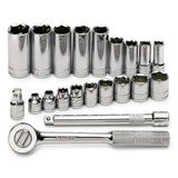 SK Tools - 21 Piece 3/8 in.- Drive 6 Pt Std and Deep SAE Socket Set