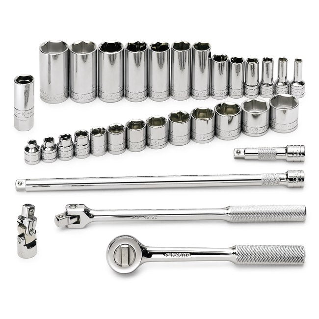 SK Tools - 32 Piece 3/8 in.- Drive 6 Pt Std and Deep SAE Socket Set
