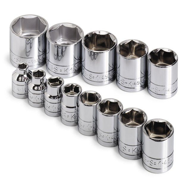 SK Tools - 13 Piece 3/8 in.- Drive 6 Pt Standard Fractional Chrome Socket Set