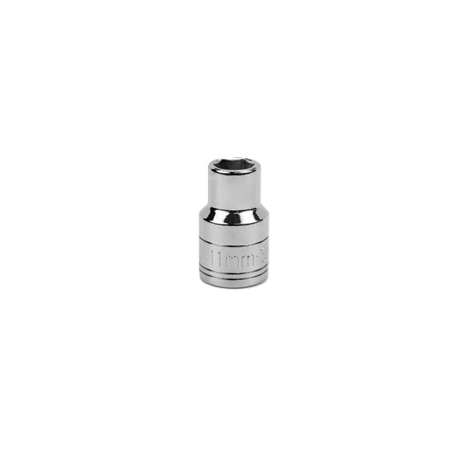 SK Tools - 11 mm 1/2 in.- Drive 6 Point Metric Standard Chrome Socket