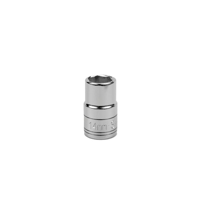 SK Tools - 14 mm 1/2 in.- Drive 6 Point Metric Standard Chrome Socket