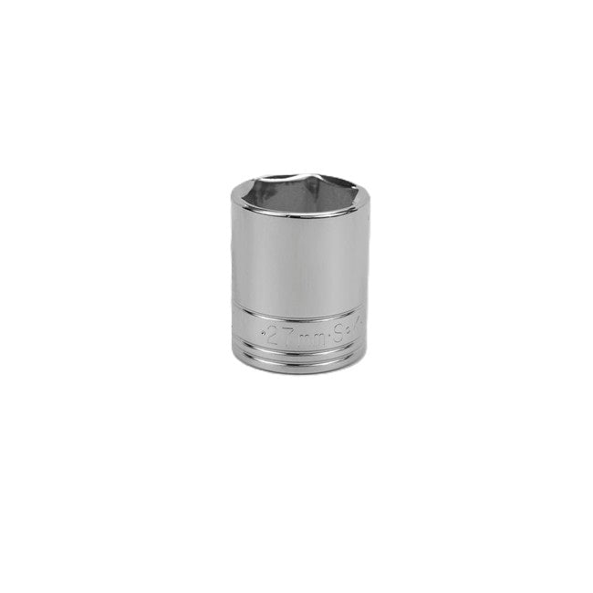 SK Tools - 27 mm 1/2 in.- Drive 6 Point Metric Standard Chrome Socket