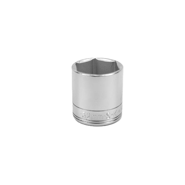 SK Tools - 32 mm 1/2 in.- Drive 6 Point Metric Standard Chrome Socket