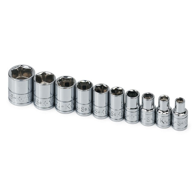 SK Tools - 10 Piece 1/4 in.- Drive 6 Pt Standard Fractional Chrome Socket Set