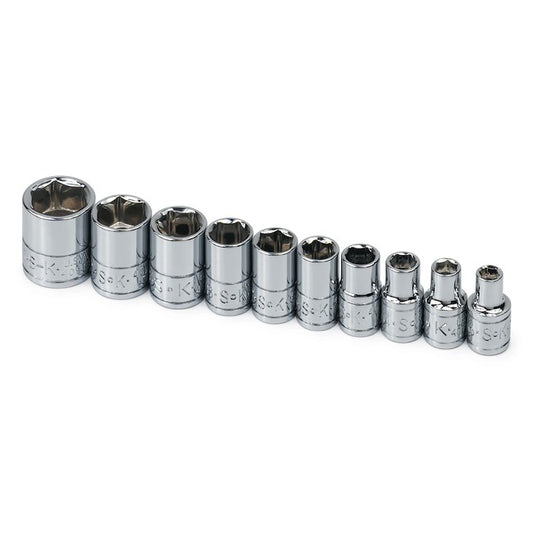 SK Tools - 10 Piece 1/4 in.- Drive 6 Pt Standard Fractional Chrome Socket Set