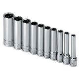 SK Tools - 10 Piece 1/4 in.- Drive 6 Point Deep Fractional Chrome Socket Set