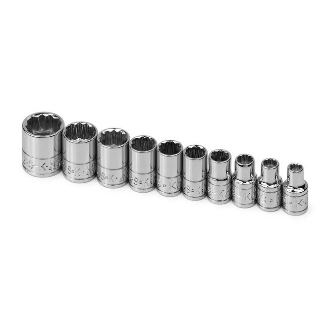 SK Tools - 10 Piece 1/4 in.- Drive 12 Pt Standard Fractional Chrome Socket Set