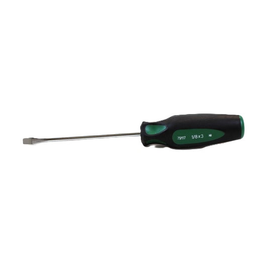 SK Tools - 1/8 in.- x 3 in.- Keystone CushionGrip Slotted Screwdriver