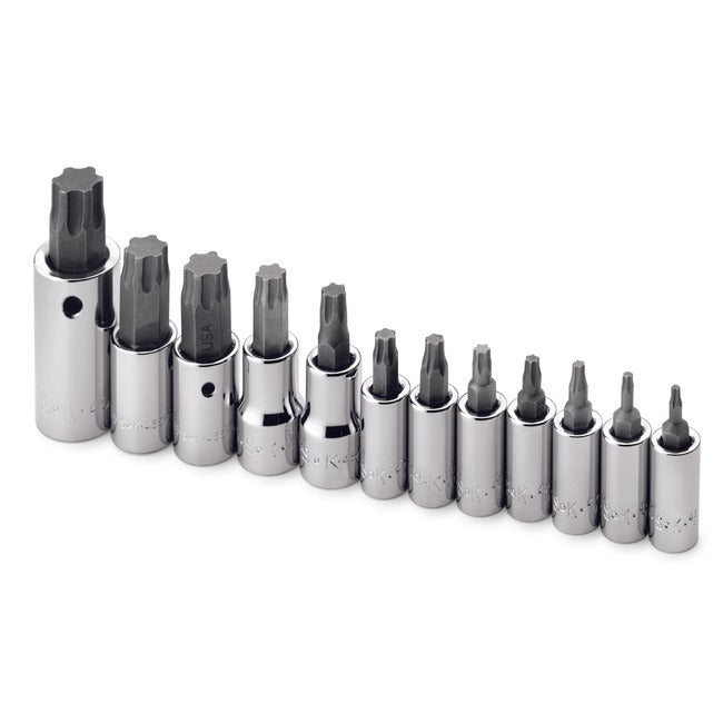 SK Tools - 12 Piece 1/4 in.-, 3/8 in.- and 1/2 in.- Drive TORX Plus Bit Socket Set
