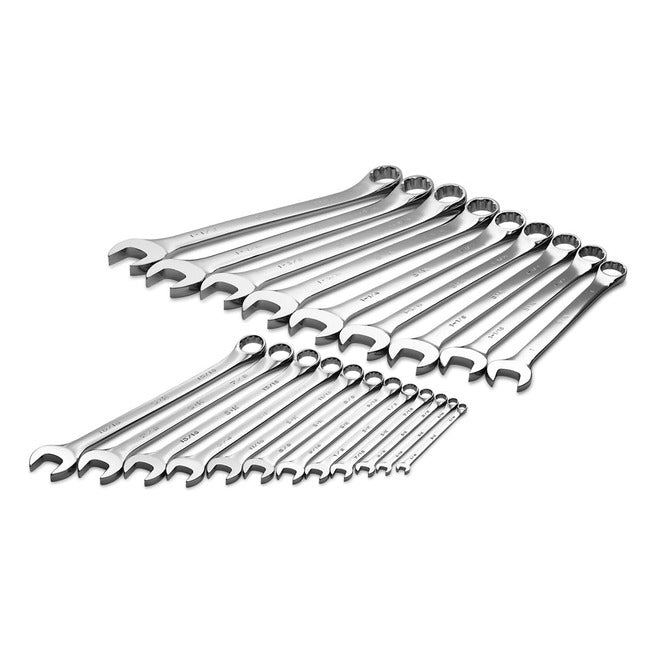 SK Tools - 21 Piece 12 Point Fractional Long Combination Chrome Wrench Set
