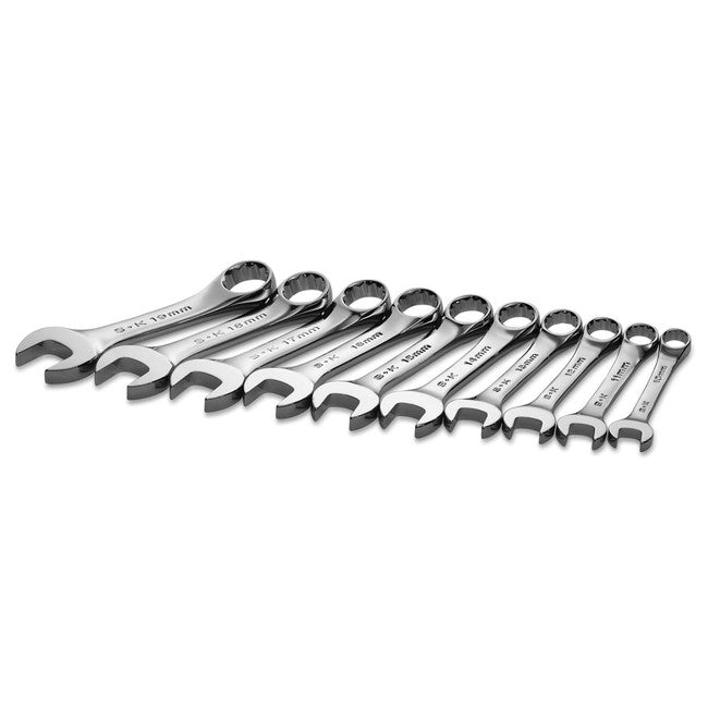 SK Tools - 10 Piece 12 Point Metric Short Combination Chrome Wrench Set