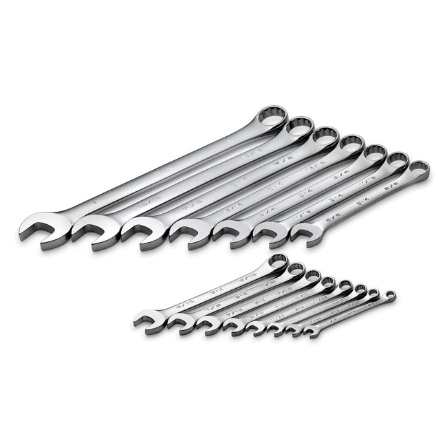 SK Tools - 15 Piece 12 Pt Fractional Regular Combination Chrome Wrench Set