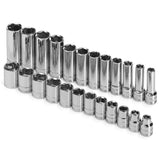 SK Tools - 24 Piece 3/8 in.- Drive 6 Pt Std and Extra Deep Metric Socket Set