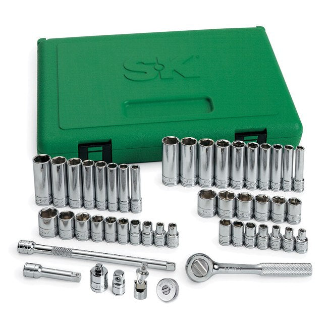 SK Tools - 48 Piece 1/4 in.- Drive 6 Pt Std and Deep SAE & Metric Socket Set