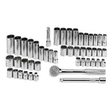 SK Tools - 47 Piece 3/8 in.- Drive 12 Pt Std and Deep SAE and Metric Socket Set