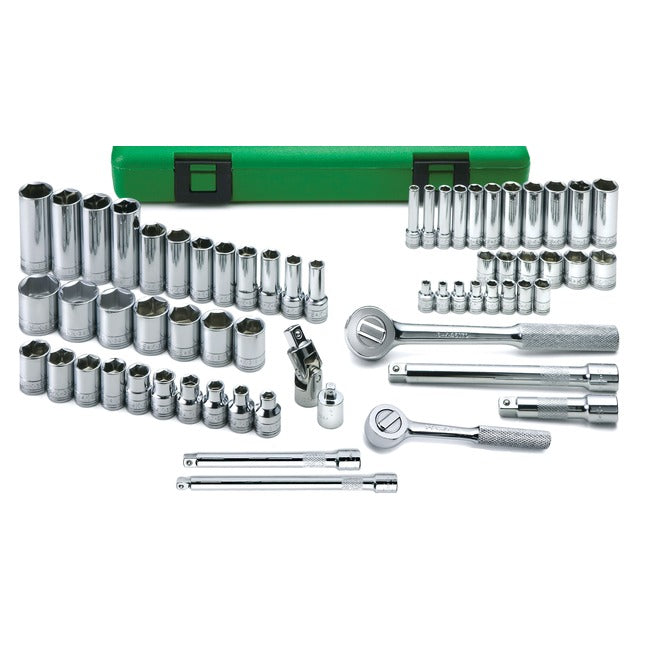 SK Tools - 62 Piece 3/8 in.- and 1/4 in.- Drive Std and Deep Metric Socket Set