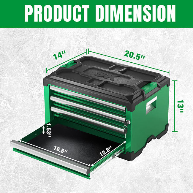 SK Tools Modular Stackable Storage Tool Box, 4-Drawer Steel Box